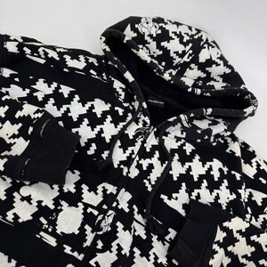 DARKSTAR Mens XL Zip Up Hoodie Black Graphic Print Y2K Skate Grunge Vintage